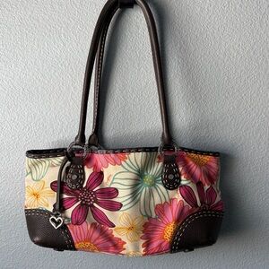 Brighton Floral Shoulder Bag in Cream, Pink, Yellow, Teal & Brown